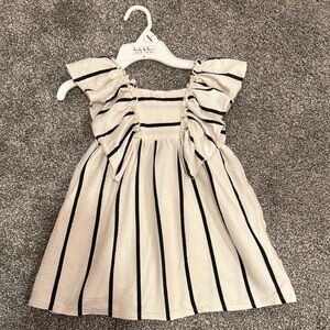 Zara Kids Striped Dress - Cream and Black
